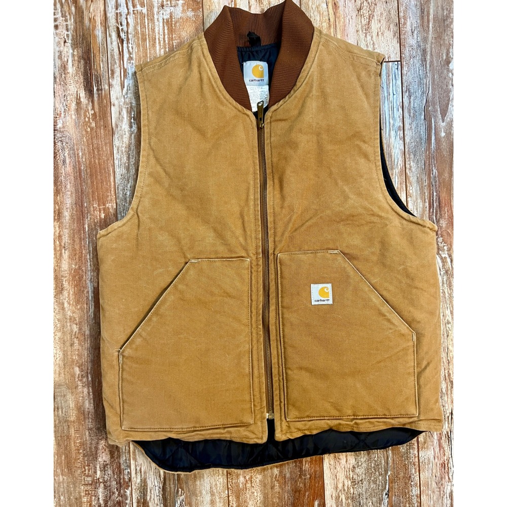 Carhartt V01 BRN Arctic Vest Mens Medium Brown Duck Canvas Quilt Lined USA Made